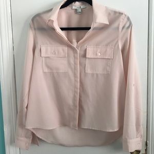 Pink Flowy Sheer Button-Up Top